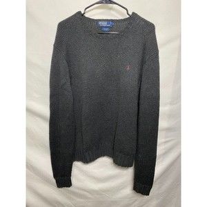 Polo Ralph Lauren Sweater Men L Black Crewneck Cotton Wool Blend